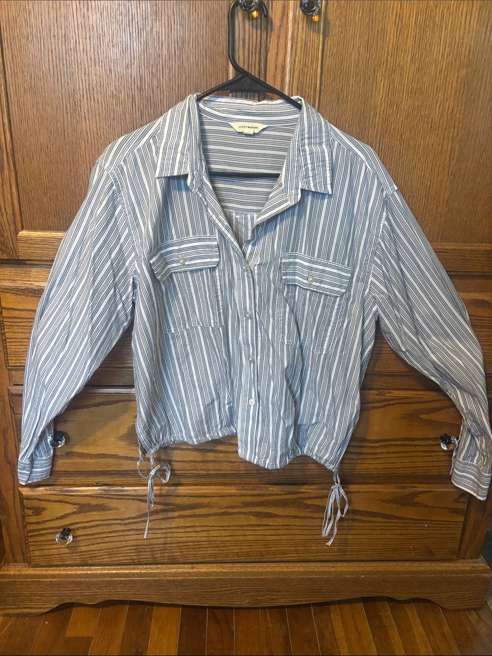 Lucky Brand Blue and White Striped Button-Down Shirt